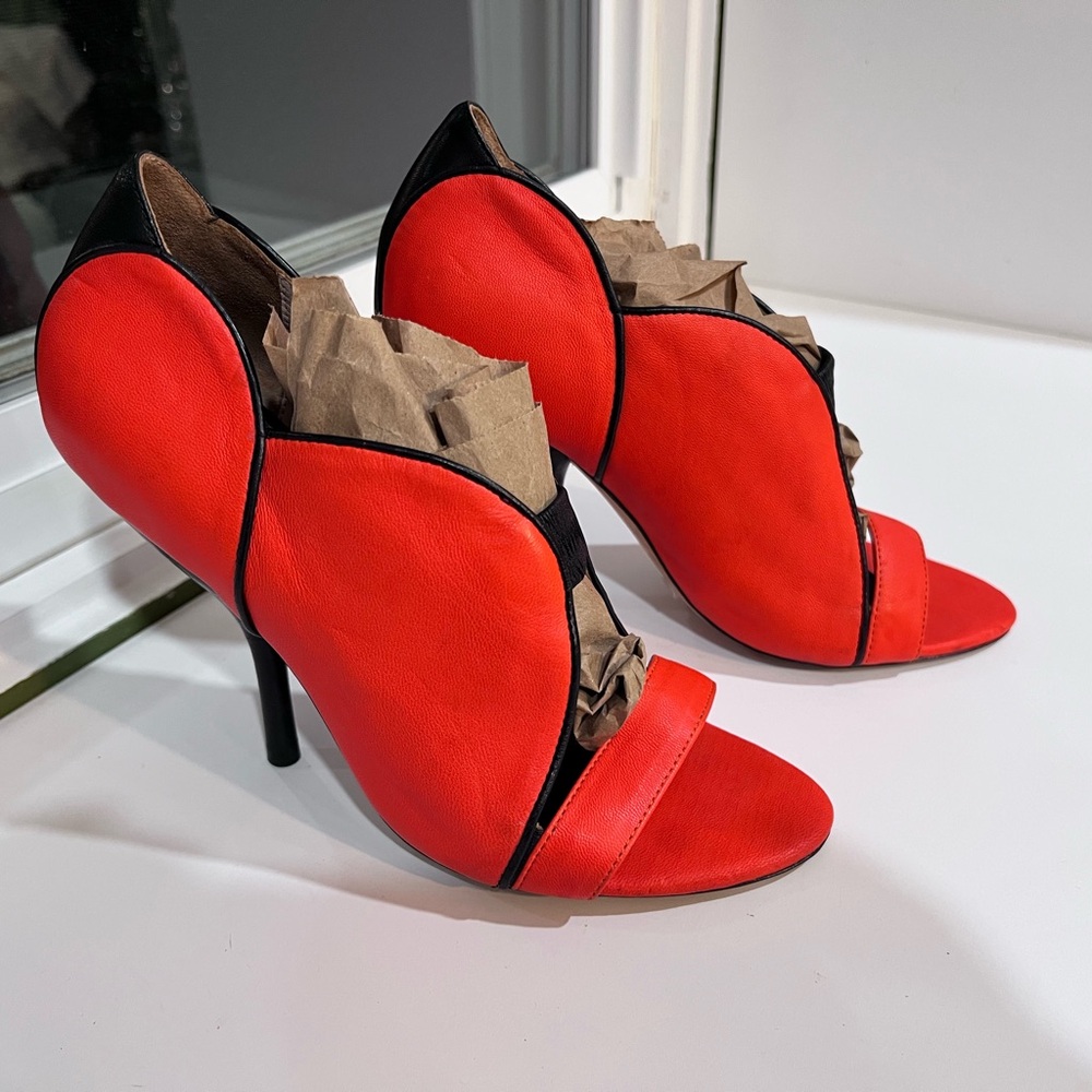 Ask Alice Tomato Red Leather High Heels Sandals 37